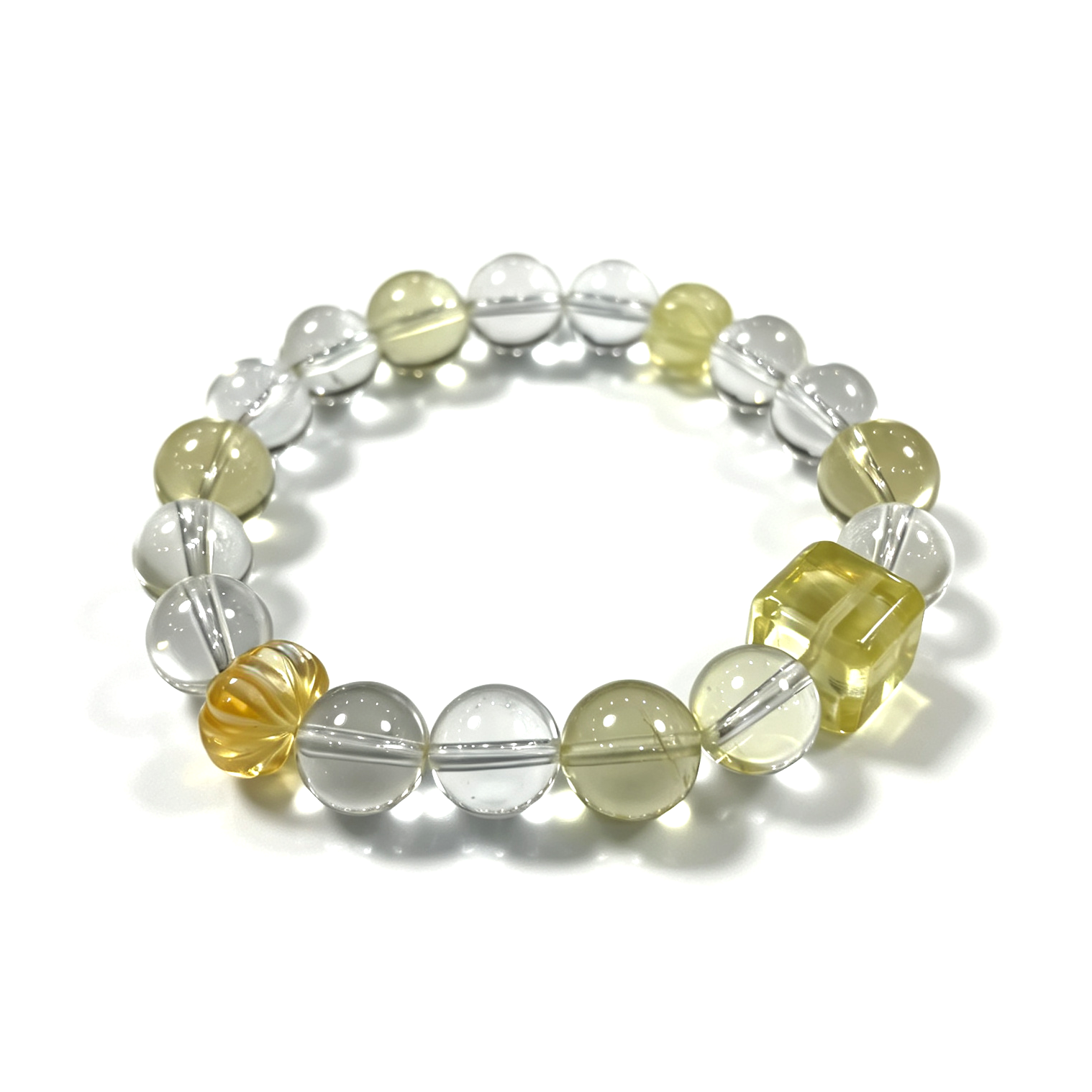 JING‑SANYE Multi‑Gemstone Beaded Bracelet, Natural Clear Quartz & Citrine Stretch Bracelet, Barrel‑Shaped Citrine Accent Crystal Jewelry, Fortune Blessing Unisex Gift for Daily Wear - 图片 6