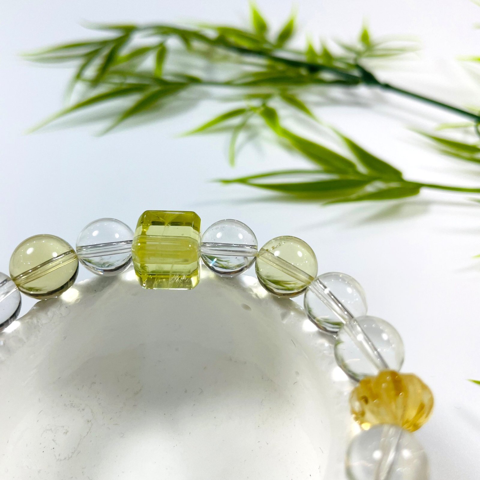 JING‑SANYE Multi‑Gemstone Beaded Bracelet, Natural Clear Quartz & Citrine Stretch Bracelet, Barrel‑Shaped Citrine Accent Crystal Jewelry, Fortune Blessing Unisex Gift for Daily Wear - 图片 3
