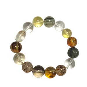 Jingsanye Chinese Zodiac Sheep Crystal Bracelet, Natural Multi Stone Beaded Bracelet with Clear Quartz, Citrine, Rutilated Quartz, Smoky Quartz, Healing Crystal Jewelry for Women Men, Lucky Protection Bracelet for Birthday Gift