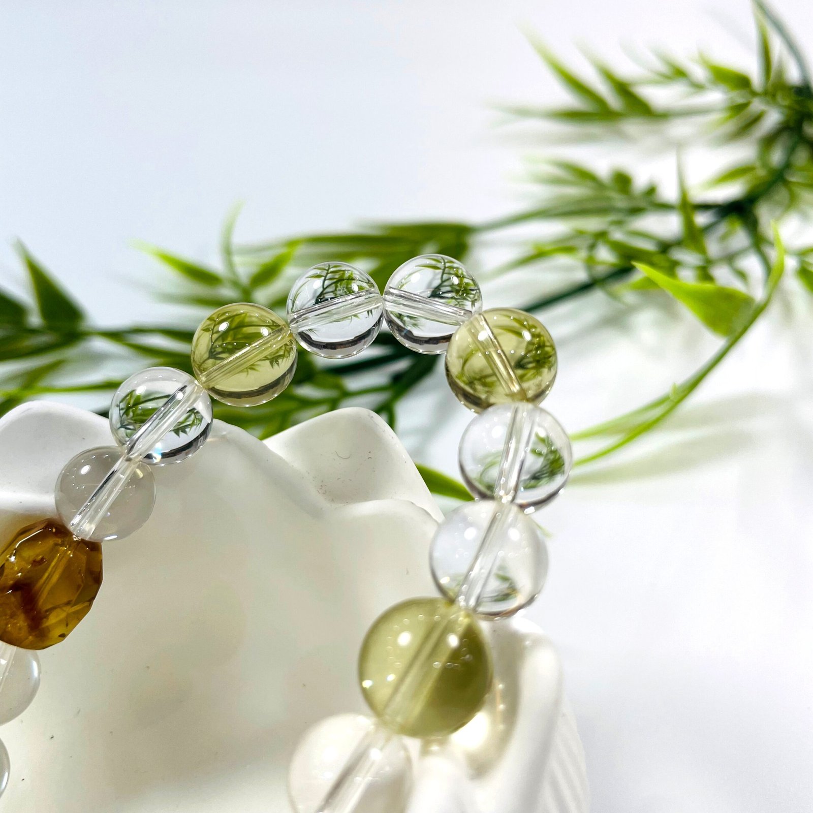 JING‑SANYE Multi‑Gemstone Beaded Bracelet, Natural Citrine Clear Quartz & Smoky Quartz Stretch Bracelet, Hand‑Carved Citrine Pixiu Crystal Jewelry, Prosperity Blessing Gift for Men Women Daily Wear - 图片 5