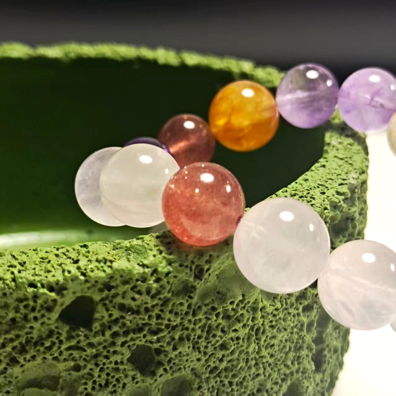 JING‑SANYE Chinese Zodiac Rat Multi‑Gemstone Beaded Bracelet, Natural Amethyst Rose Quartz Strawberry Quartz Rutilated Quartz Stretch Bracelet, Spiritual Blessing Crystal Jewelry Gift for Men Women Daily Wear - 图片 6